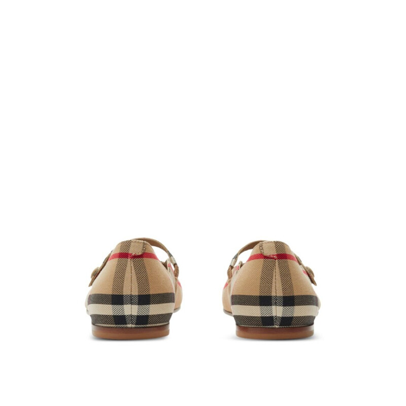 Burberry Kids Checked Mary Jane Round Toe Flats, Brand Size 29 (12