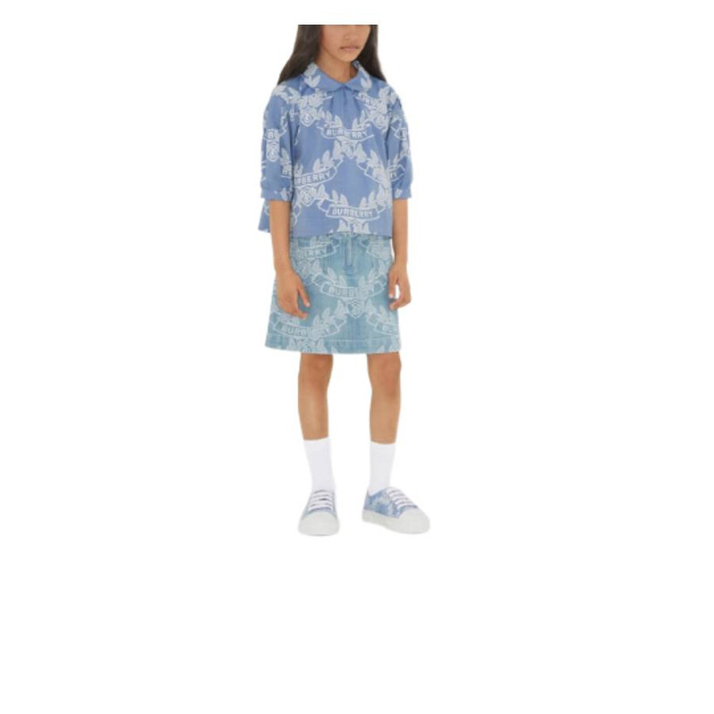 Burberry Kids Oak Motif Print Chambray Shirt, Size 8Y 8071082