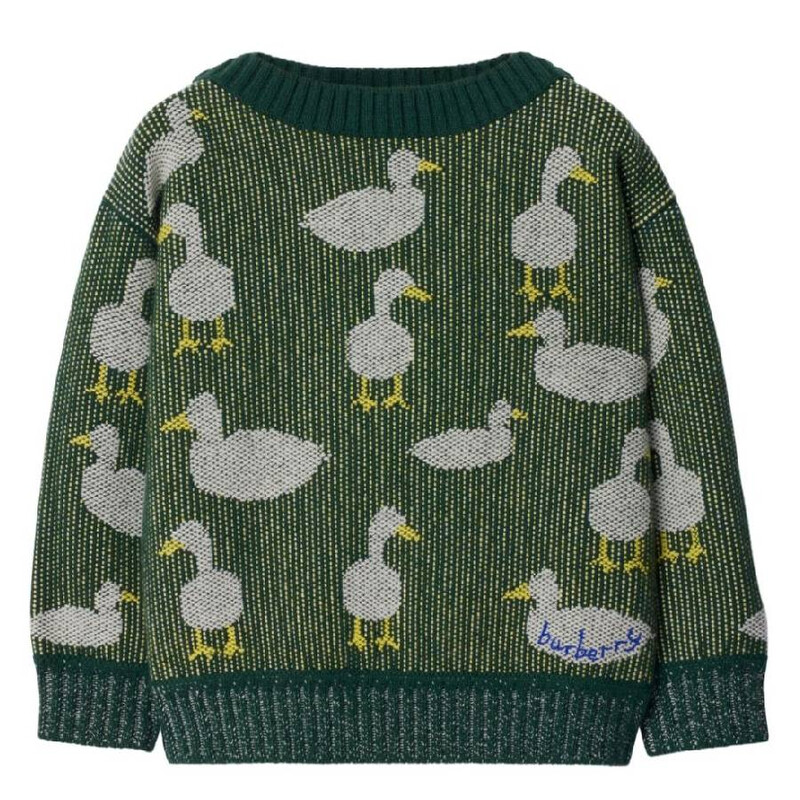 Burberry Kids Patrick Duck Jacquard Sweater, Size 4Y 8089162