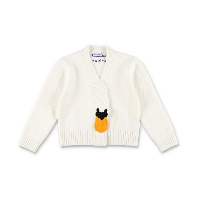 Burberry Kids Swan Chunky-Knit Wool-Blend Cardigan, Size 12Y
