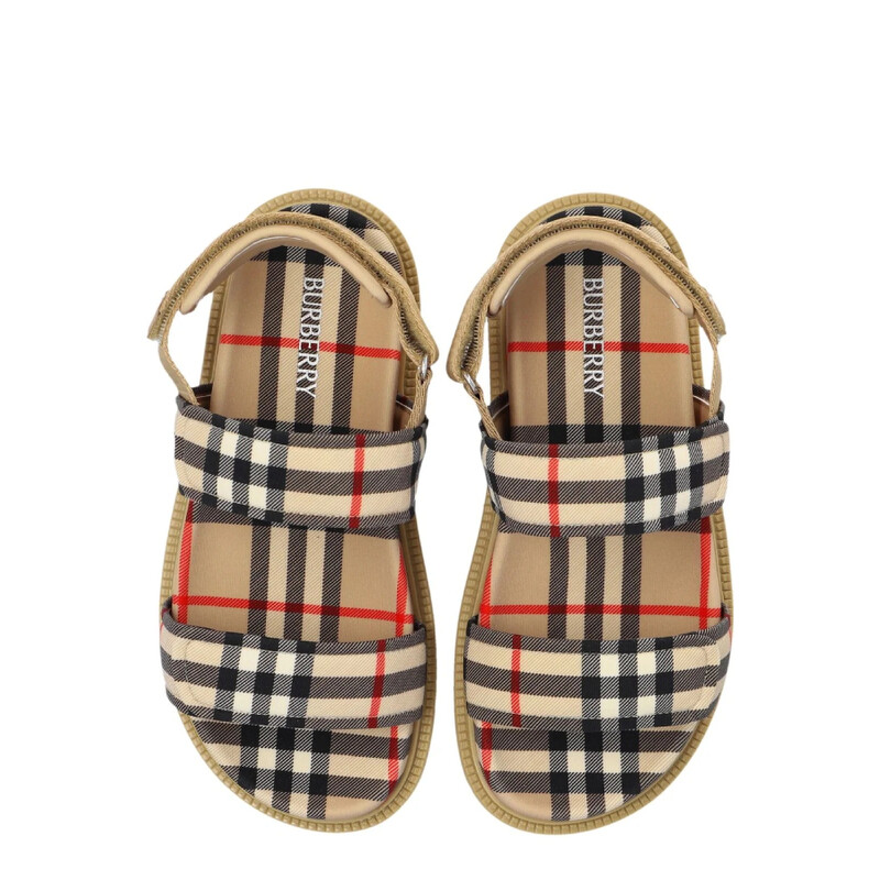 Burberry Kids Vintage Check Round Toe Flat Sandals, Brand Size 29