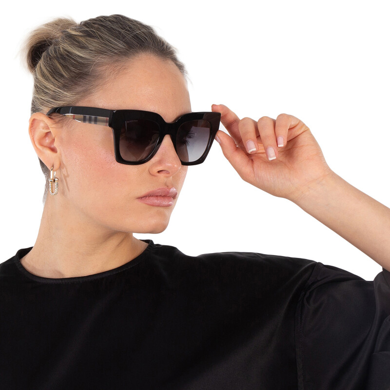 BURBERRY Kitty Square Burberry BE4364 Kitty Square Black Check Print Sunglasses  main image 3