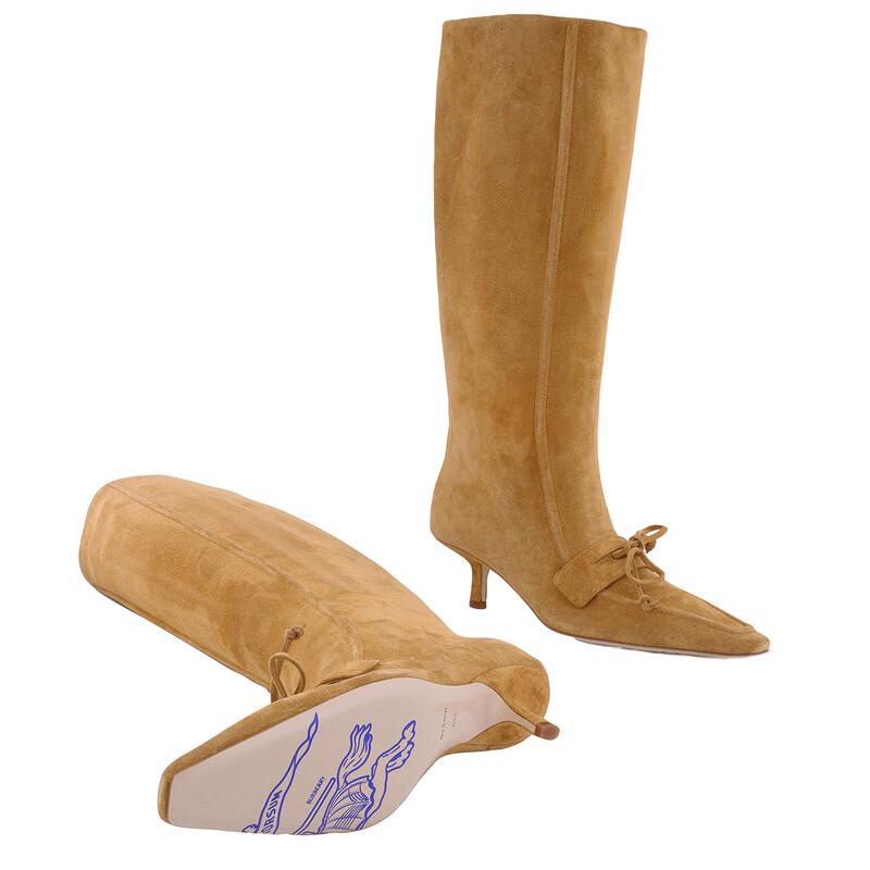 Burberry Knee-High Suede Storm Boots, Brand Size 36 (US Size 6
