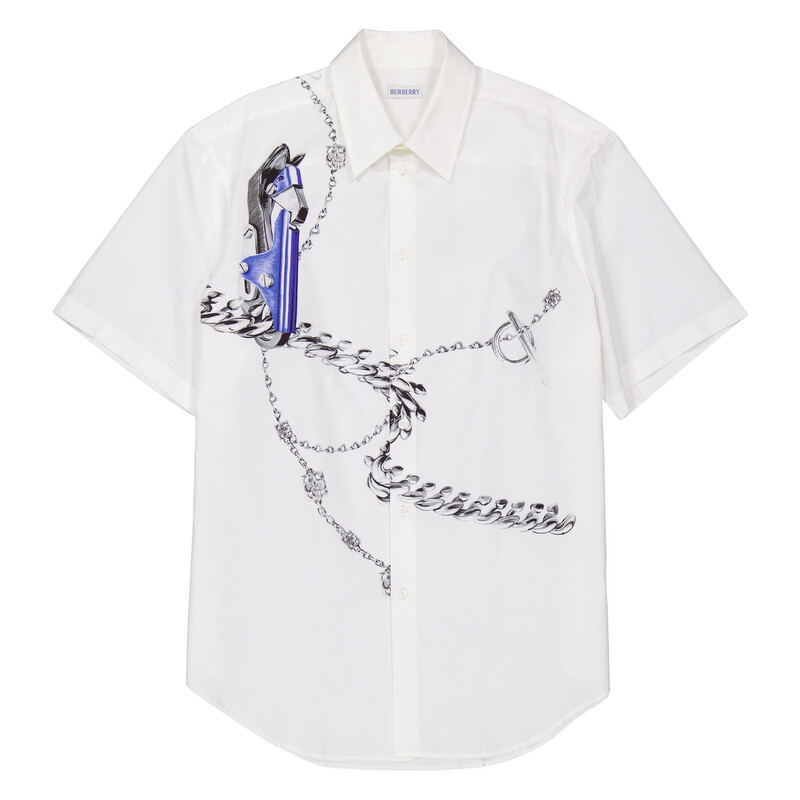 Burberry Knight Hardware Cotton Shirt, Size Medium 8089080