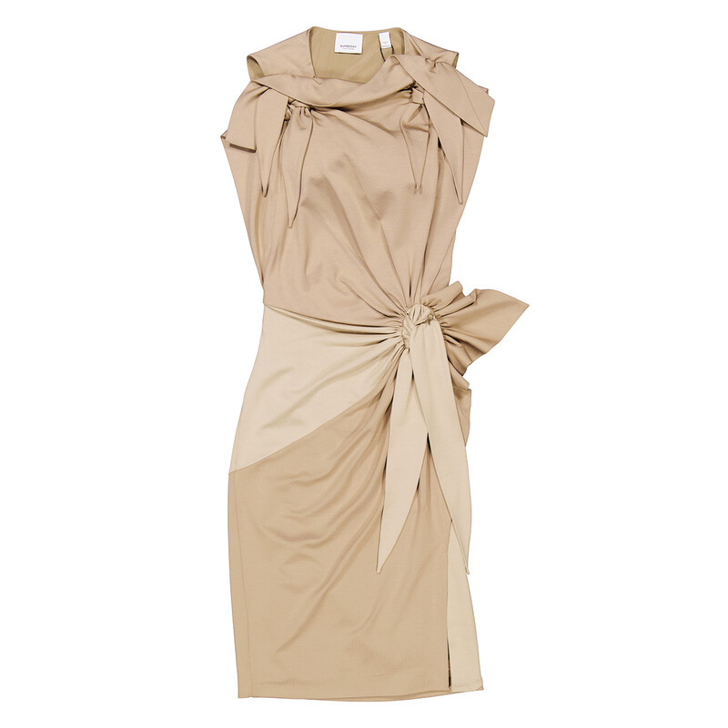 Burberry Knotted Stretch-silk Sheath Dress, Brand Size 6 (US Size