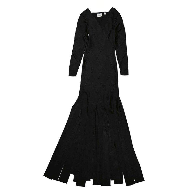 Burberry Ladies Black Anatori Long-sleeve Panelled Knit Gown, Size