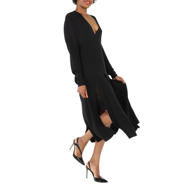 lace dress with slip Fleur du Mal Le Stretch in Black Animal Crossing Coat Designs flowing fabric that drapes Size:35W Boho Midi Dress