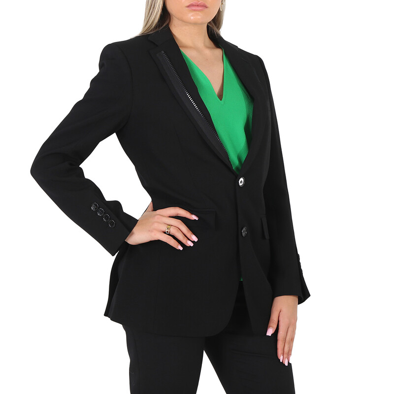 Burberry スーツ　黒レディース毛100% Burberry Ladies Black Tailored Single-Breasted Blazer Jacket