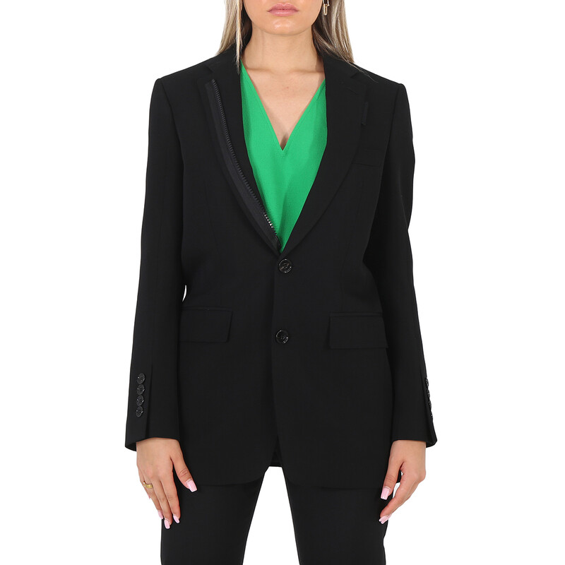 Burberry スーツ　黒レディース毛100% Burberry Ladies Black Tailored Single-Breasted Blazer Jacket