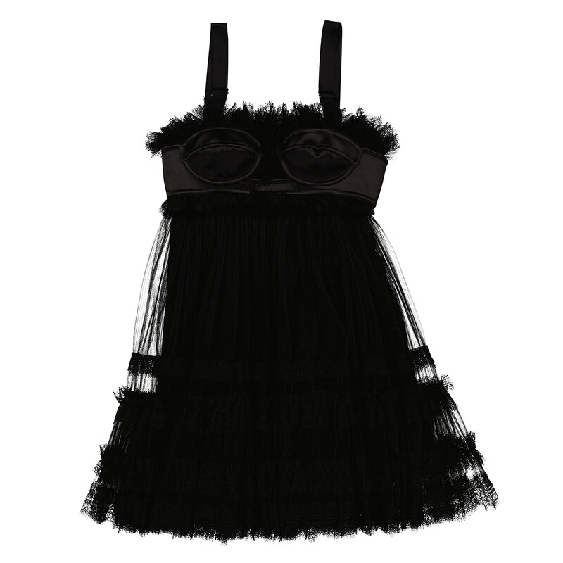 Burberry Ladies Black Tulle Corset Mini Dress, Brand Size 2 (US
