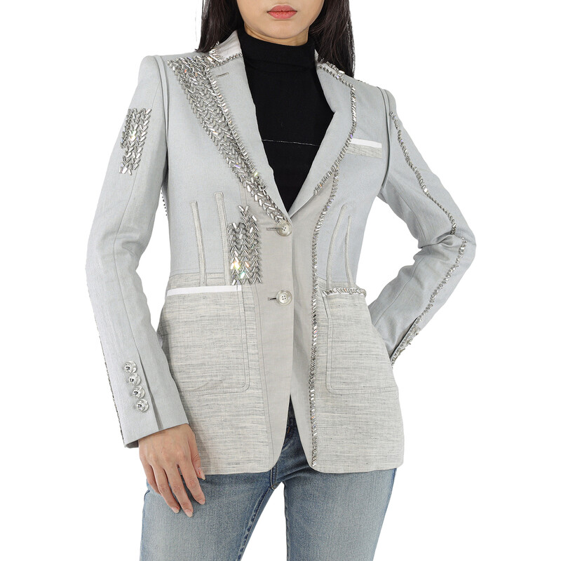 Burberry グレー レザージャケット バルーンスリーブ 0400021241681_SANDCHECK_A1?wid
