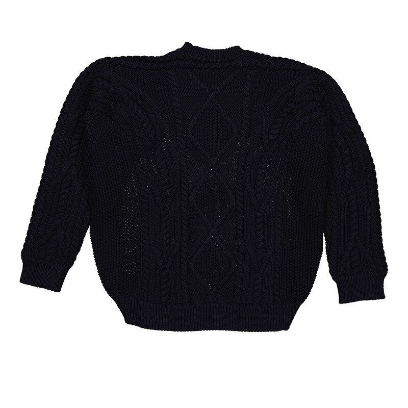 Burberry Ladies Ink Blue Cable Knit Open-Front Jumper, Size Medium