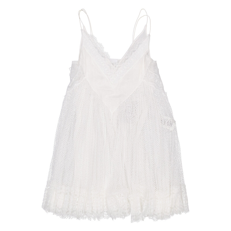 burberry white lace dress Burberry Ladies Optic White Fishnet And Lace Pleated Dress With Silk Slip,  Brand Size 2 (US Size 0) 4567771 - Clothing