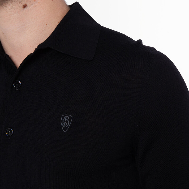 Burberry Logo Embroidered Long-Sleeved Polo Shirt, Size Small