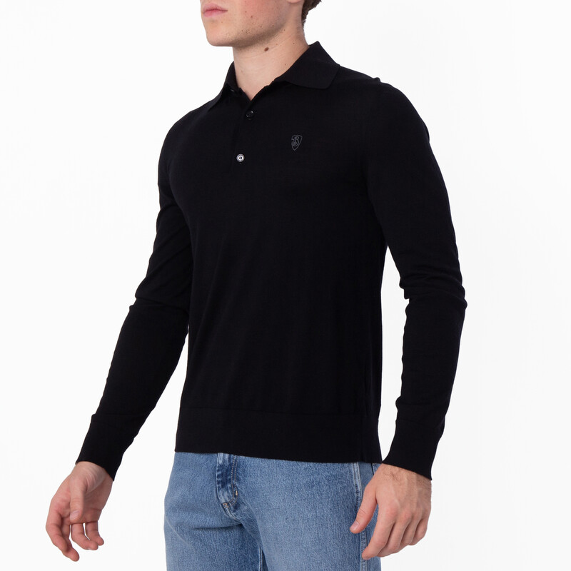 Burberry Logo Embroidered Long-Sleeved Polo Shirt, Size Small