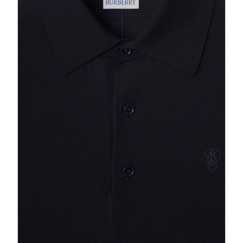 Burberry Logo Embroidered Long-Sleeved Polo Shirt, Size Small