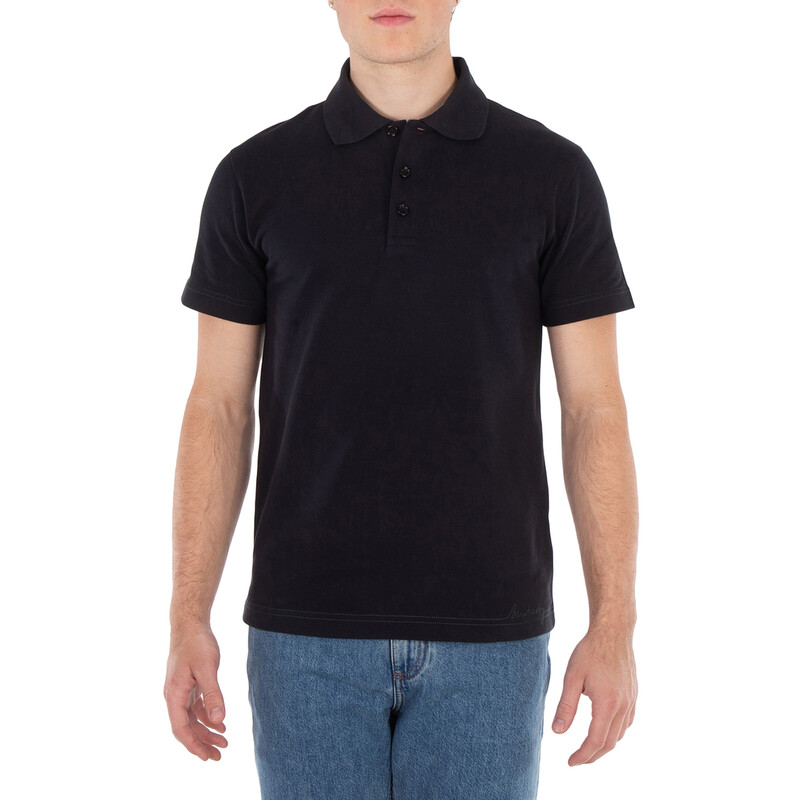 Burberry Logo Embroidered Straight Hem Cotton Polo Shirt, Size X