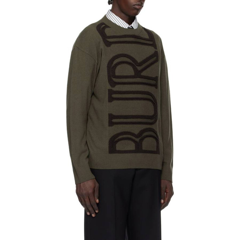 Burberry Logo Embroidered Wool Sweater, Size Medium 8101719