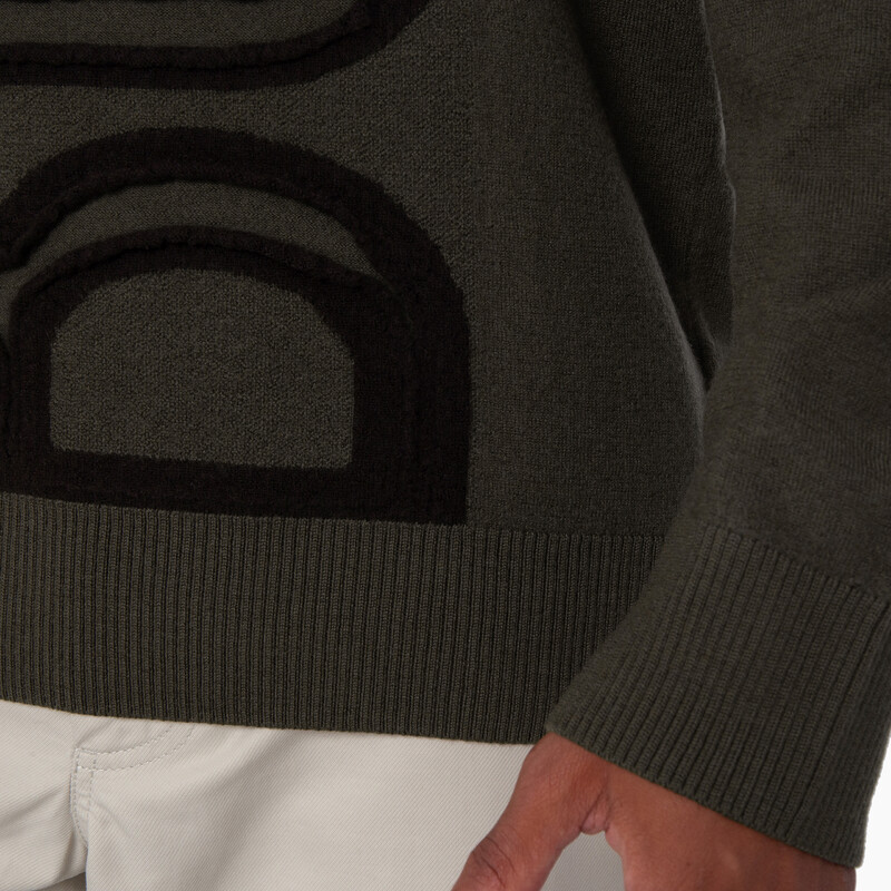Burberry Logo Embroidered Wool Sweater, Size Medium 8101719