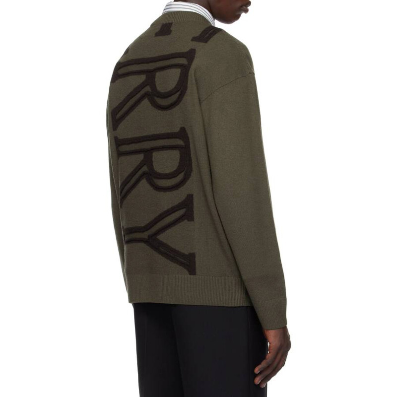 Burberry Logo Embroidered Wool Sweater, Size Medium 8101719