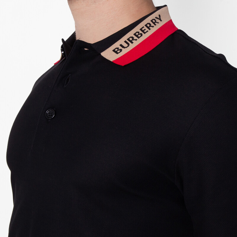 Burberry Logo Intarsia-Knit Short Sleeved Polo Shirt, Size X-Small