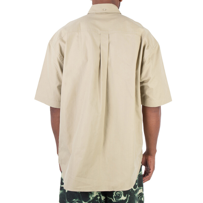 Burberry Logo-Embroidered Short Sleeve Poplin Shirt, Size Medium