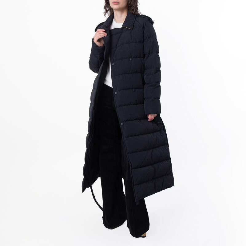 Burberry Long Double-Breasted Down Puffer Coat, Size Large 8096909 Burberry Long Double-Breasted Down Puffer Coat, Size Large 8096909