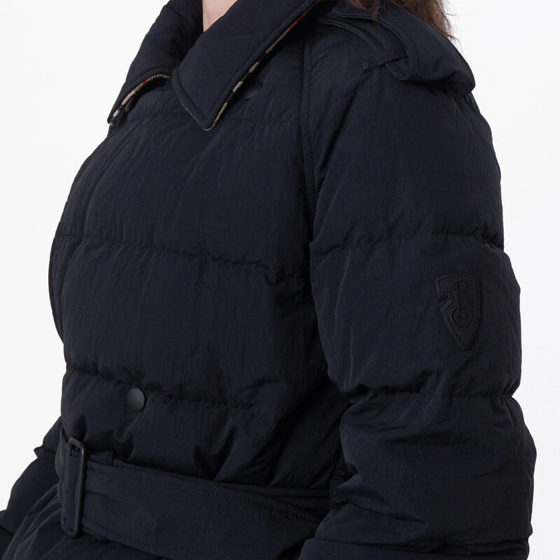 Burberry Long Double-Breasted Down Puffer Coat, Size Small 8096909