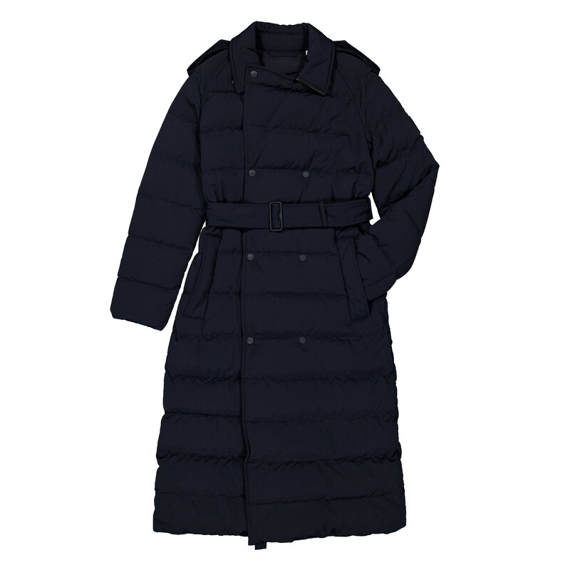 Burberry Long Double-Breasted Down Puffer Coat, Size Large 8096909