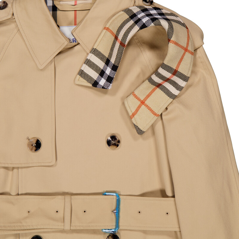 Burberry Long Gabardine Belted Trench Coat, Brand Size 6 ( US Size