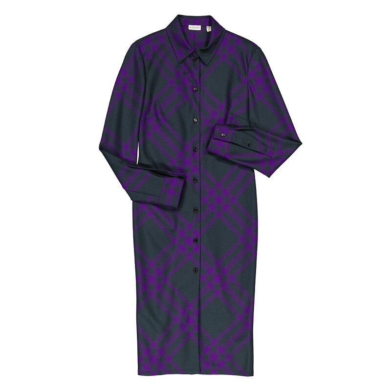 Burberry Long Sleeved Checked Wool Shirt Dress, Brand Size 2 (US
