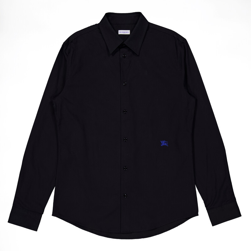 black burberry dress shirt Cotton with Check trims embroidered logo at the chest Official Website & Store