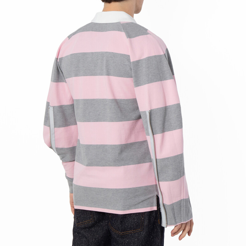 Burberry Long-sleeved Zip Detail Striped Polo Shirt, Men's Size XX
