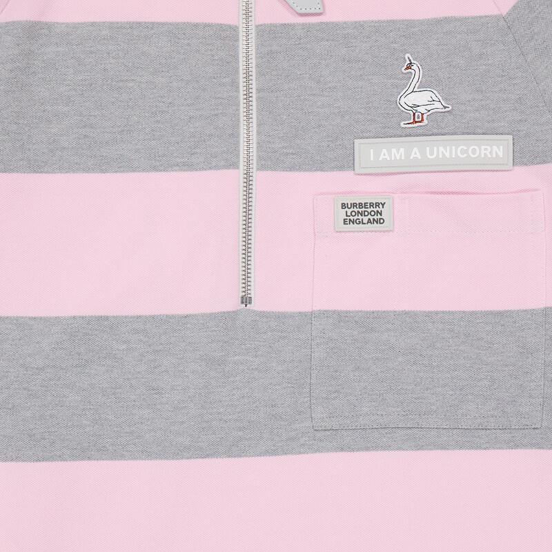 Burberry Boys Long-sleeved Zip Detail Striped Polo Shirt, Size X
