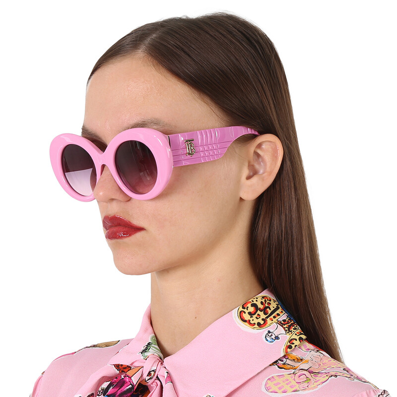 Burberry Margot Rose Gradient Gray Round Ladies Sunglasses BE4370U