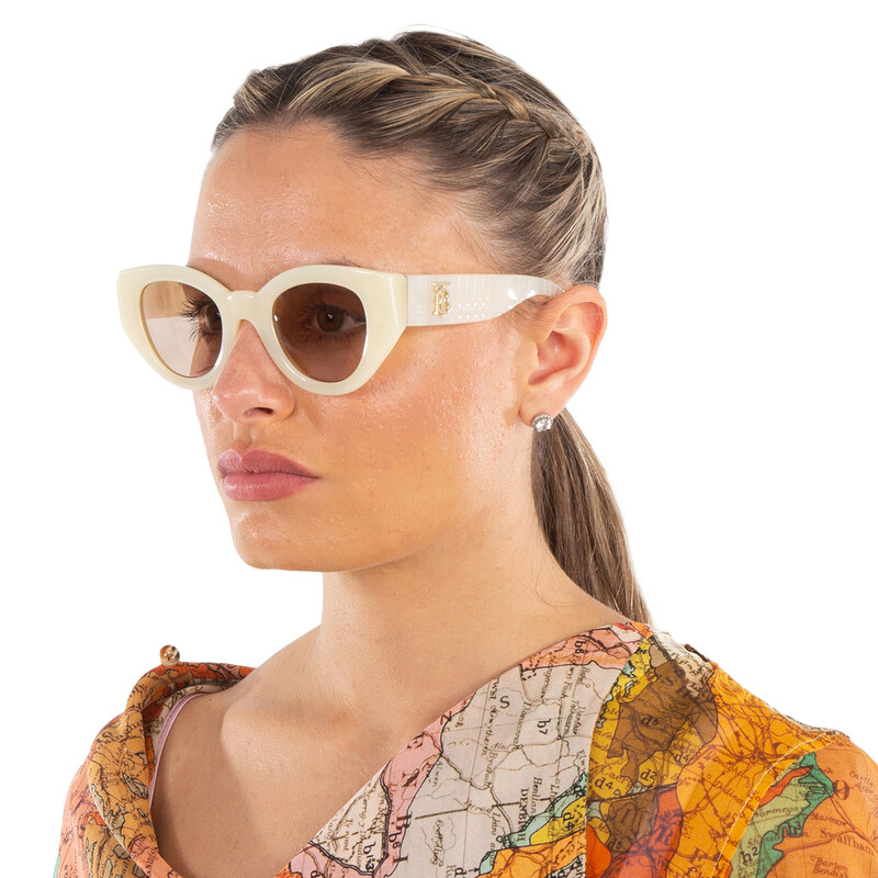 NIB BURBERRY SUNGLASSES BE4390 Meadow Brown 47-25-140 Burberry Meadow Brown Gradient Oval Ladies Sunglasses BE4390  main image 4