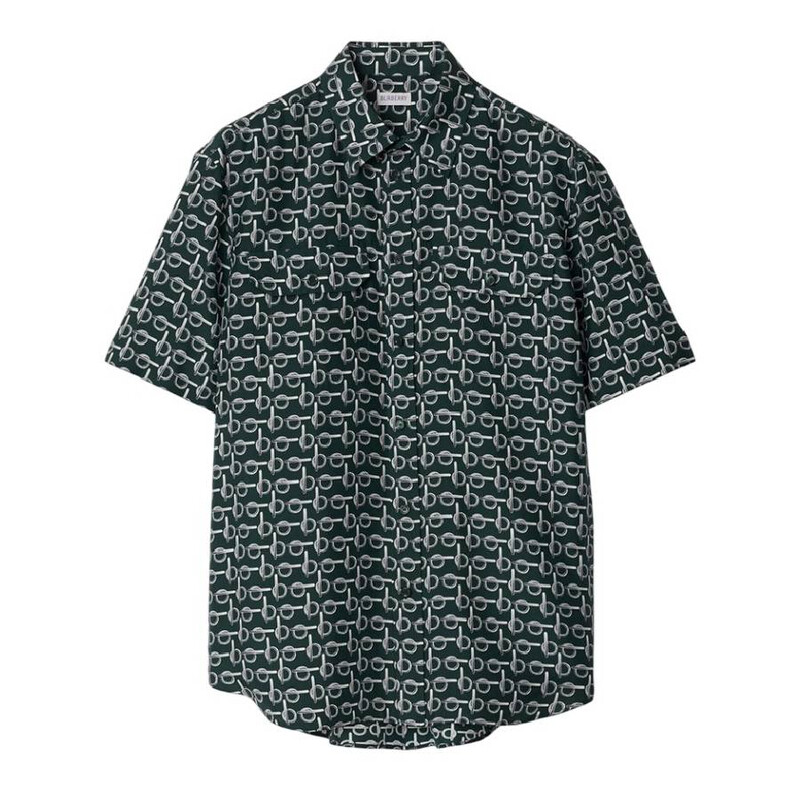 Burberry Men's B Printed Silk Shirt, Size Large 8089040
