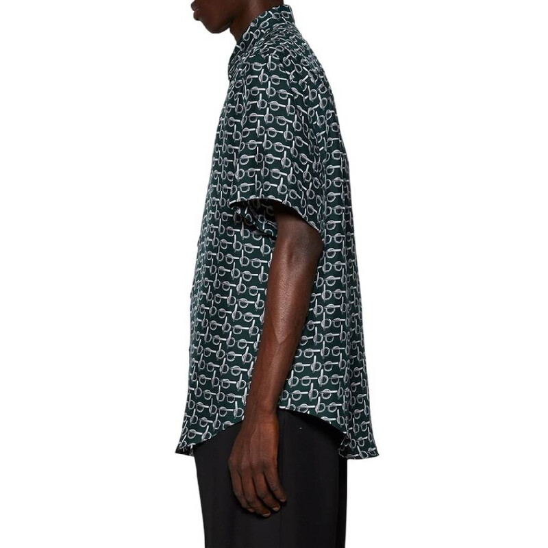 Burberry Men's B Printed Silk Shirt, Size Large 8089040