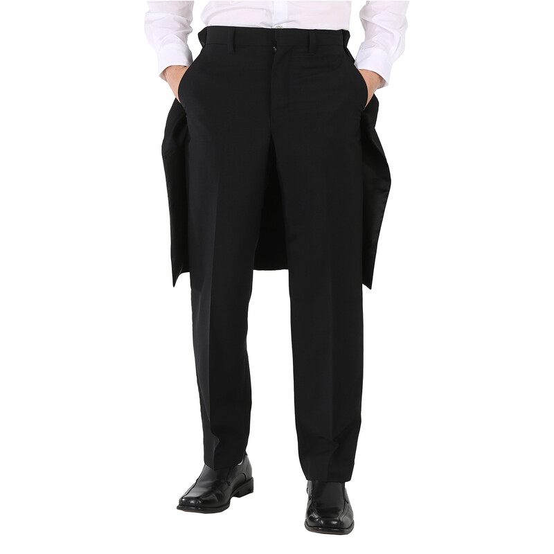 Burberry Men's Black Cape Detail Tailored Trousers, Brand Size 46