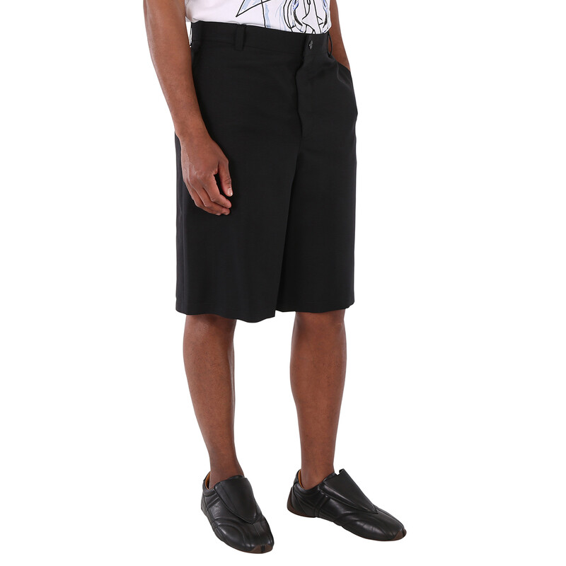 Burberry Men's Black Cut-Out Detail Tailored Shorts, Brand Size 44