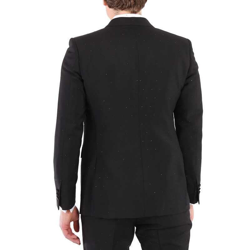 Burberry Men's Black English-fit Rhinestone Mohair And Wool