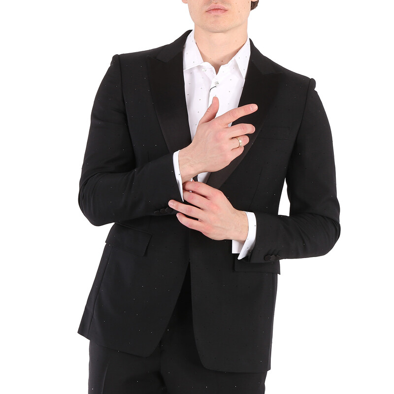 Burberry Men's Black English-fit Rhinestone Mohair And Wool
