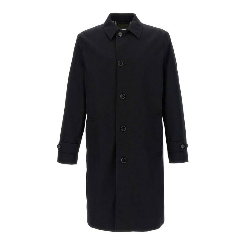 BURBERRY ブラックコート　 M Burberry Men's Black Single Breasted Medium Car Coat, Brand Size