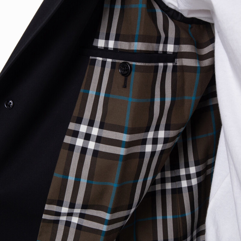 Burberry Men's Black Single Breasted Medium Car Coat, Brand Size