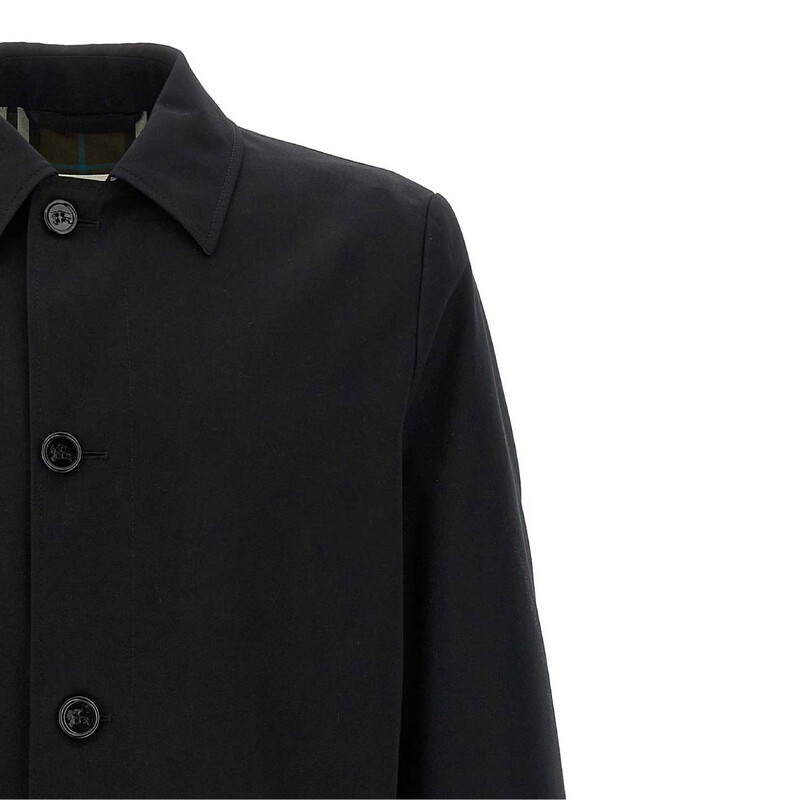 Burberry Men's Black Single Breasted Medium Car Coat, Brand Size