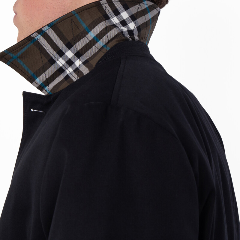 Burberry Men's Black Single Breasted Medium Car Coat, Brand Size