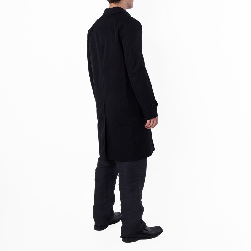 Burberry Men's Black Single Breasted Medium Car Coat, Brand Size