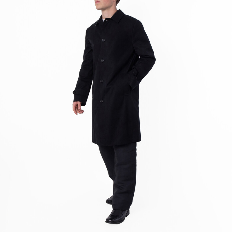 Burberry Men's Black Single Breasted Medium Car Coat, Brand Size