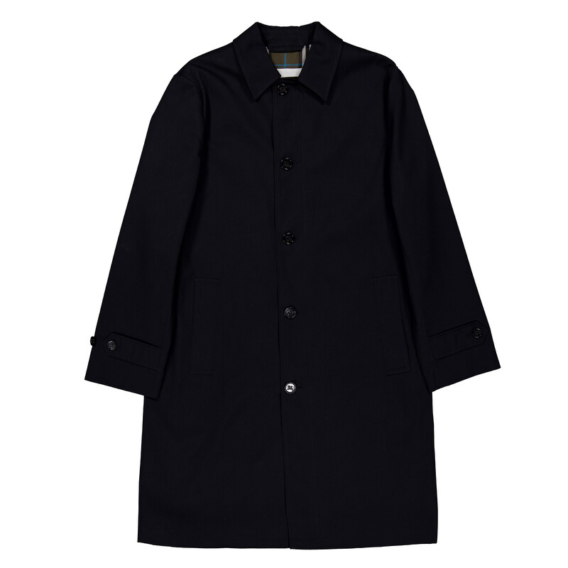 Burberry Men's Black Single Breasted Medium Car Coat, Brand Size