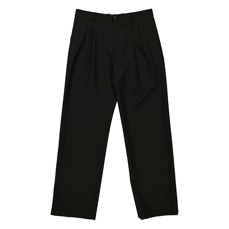 Burberry Men's Black Wide Leg Wool Twill Trousers, Brand Size 52